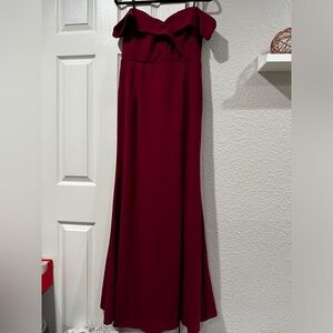 Lulu Maxi off shoulder wine colored fitted slit dress XL